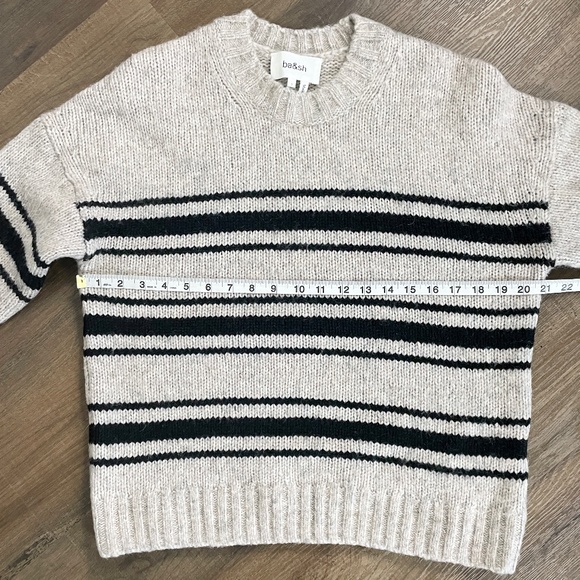 Ba&sh Bosco Striped Wool & Mohair Blend Sweater Pullover Grey Beige Black Small - Picture 11 of 13